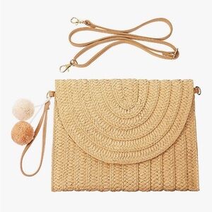 Elegant Tan Woven Clutch Bag